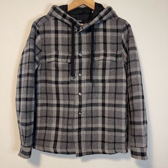 Prana Asgard Hooded Lined Flannel Shirt Charcoal Size Small - Picture 1 of 9